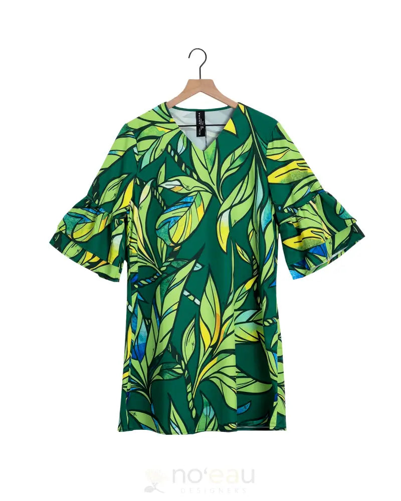 Kini Zamora - Lai Botanical Flare Sleeve Tunic Womens Clothing
