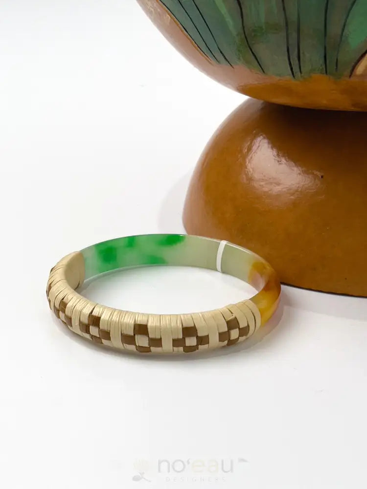 Lauhala Wrapped Jade Bracelets Size 7 - Noʻeau Designers