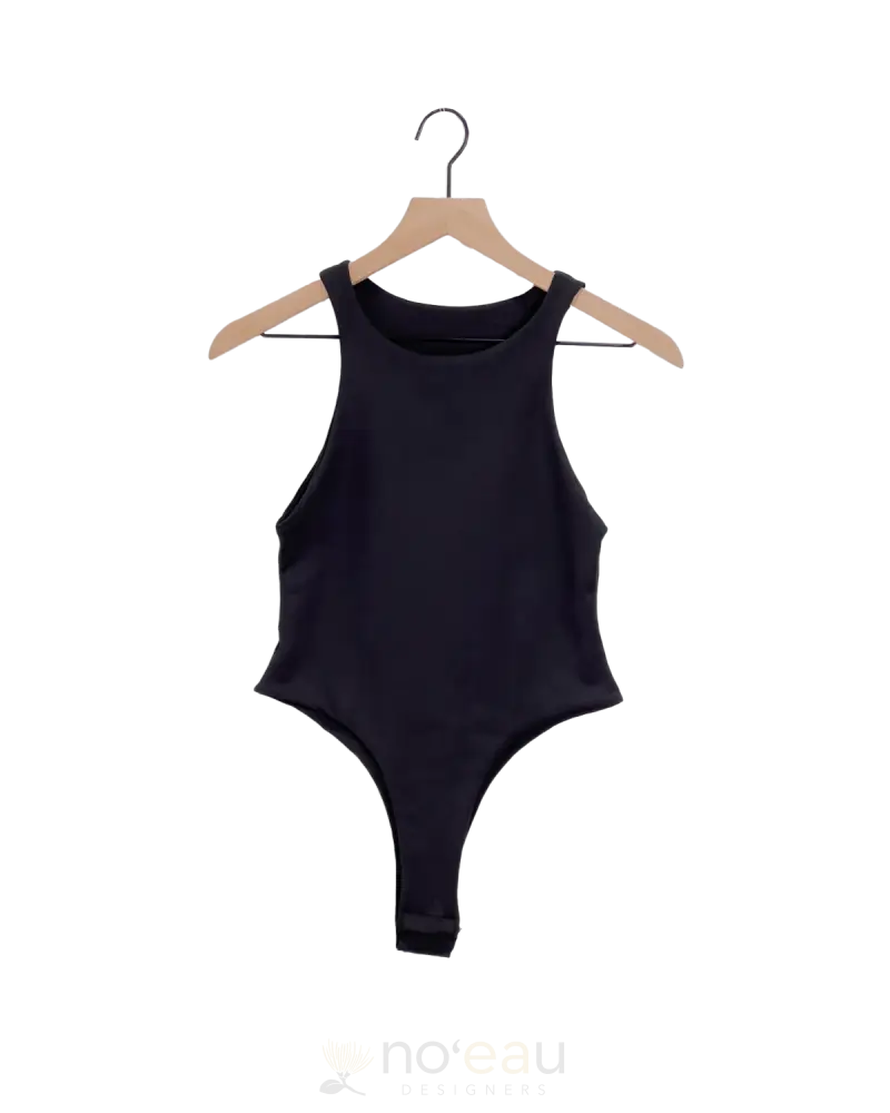 Noeau - Sleeveless Black Thong Bodysuit Womens Clothing