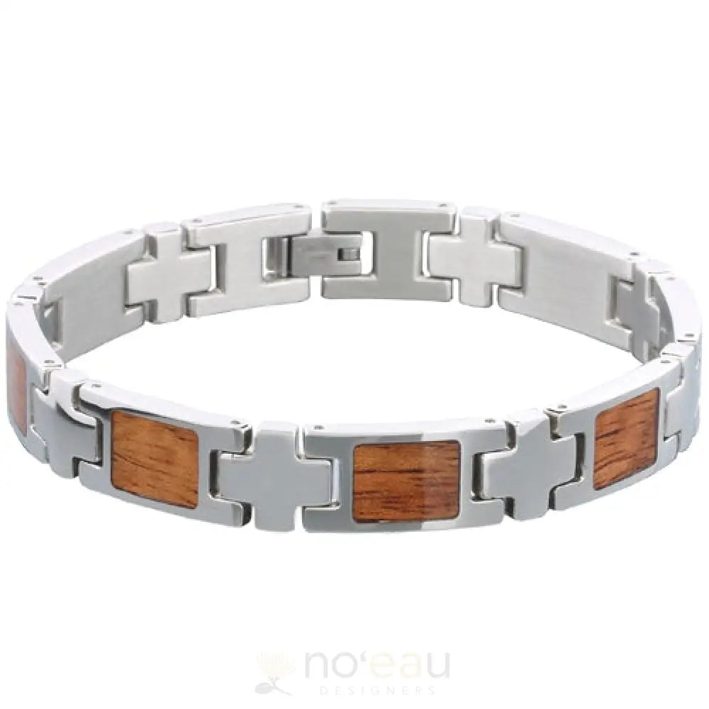 10MM Stainless Steel Koa Wood Link Bracelets - Noʻeau Designers