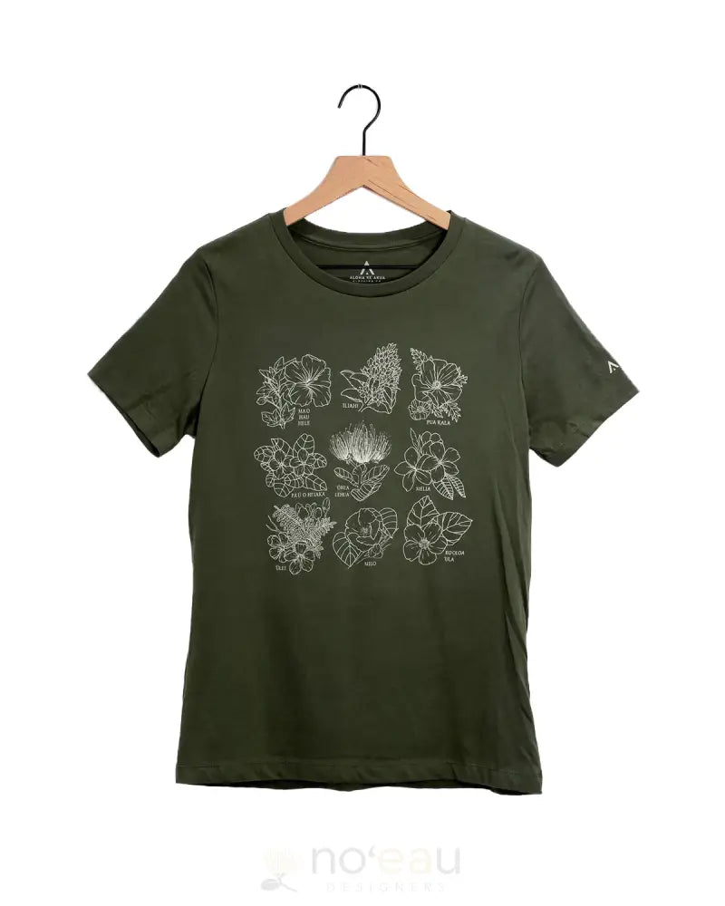 ALOHA KE AKUA - Napua Women's Olive Tee - Noʻeau Designers