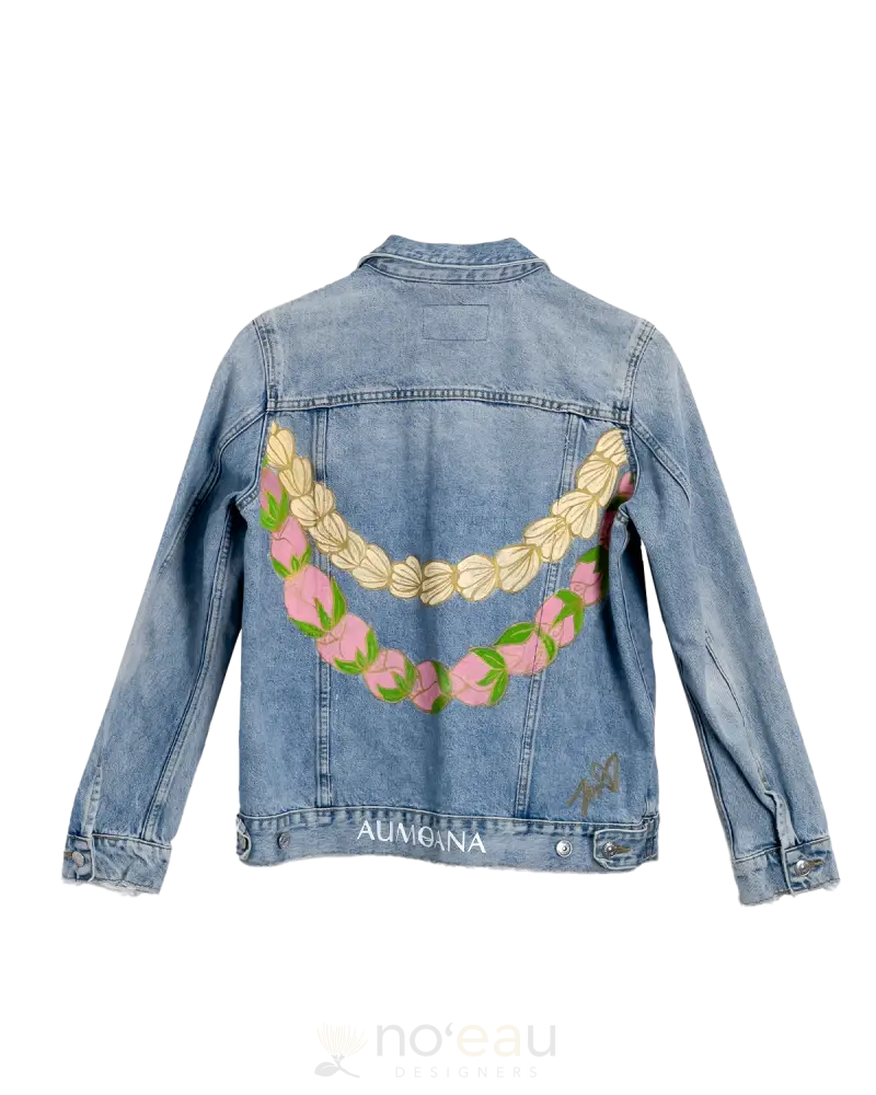 Aumoana - Assorted Denim Jackets Blue W/ Handpainted Lei’s Medium Women’s Clothing