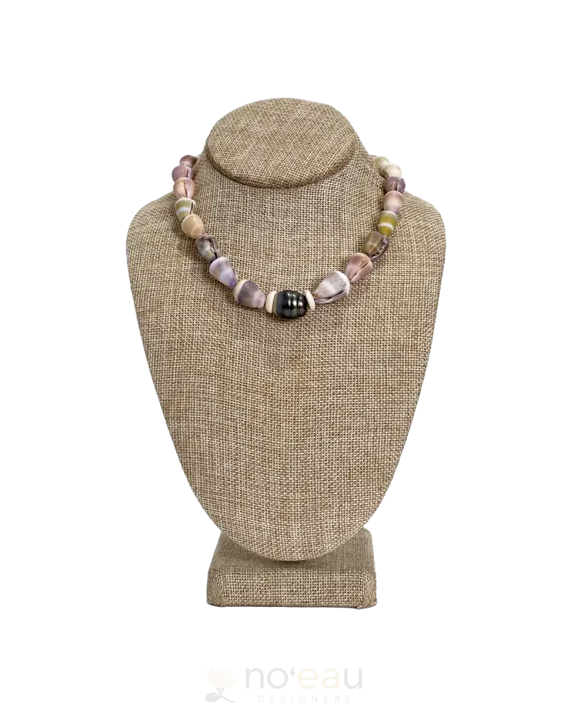 Aumoana Designs - Cone & Puka Shell Necklace With Tahitian Pearl Hawaiian Items