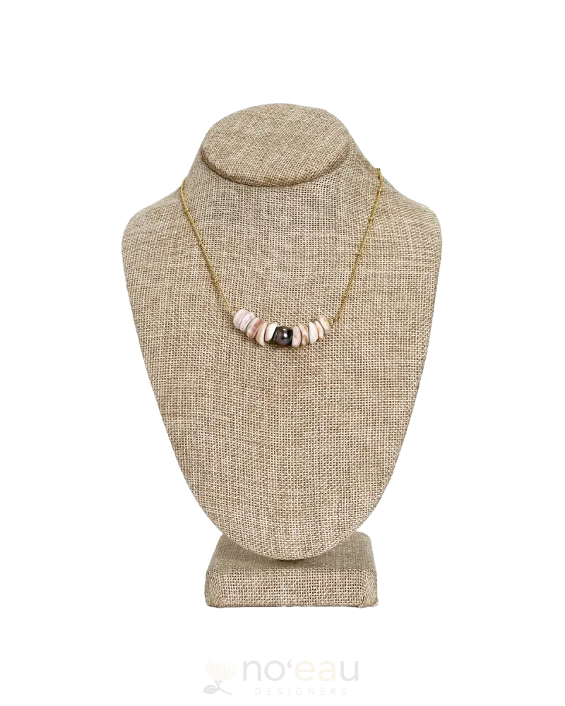 Aumoana - Assorted Shell Gold Filled Necklaces ’16 Puka Shell W/Tahitian Pearl Jewelry