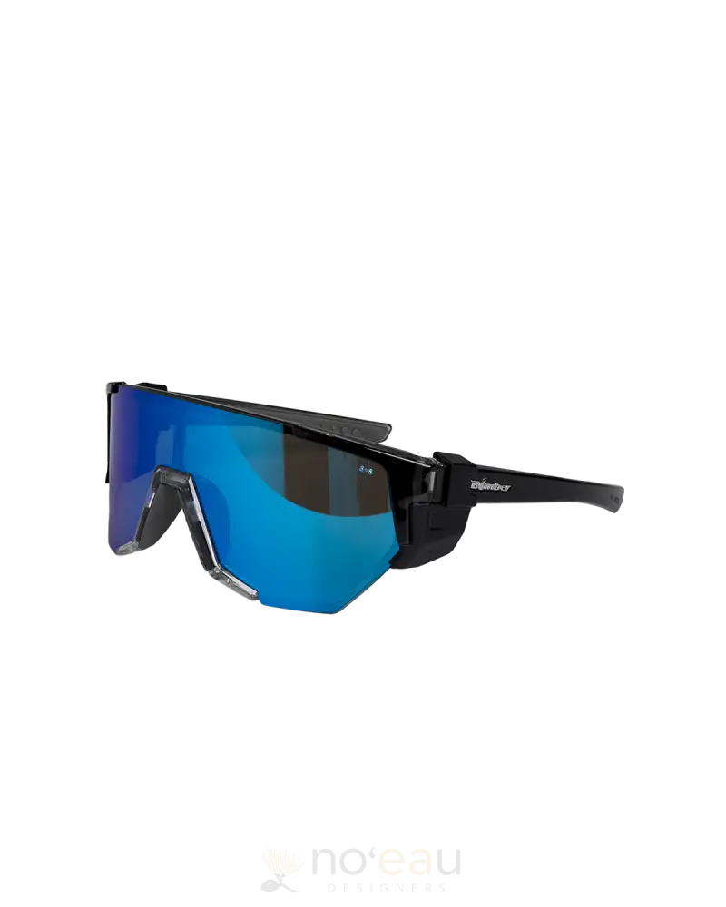 Bomber Eyewear - Jager Safety And Polarized Sunglasses Matte Black Frame Ice Blue Mirror Lens