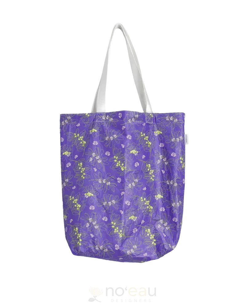 Citadine - Reversible Hawaii Tote Purple Naupaka And Beige Palaka Accessories