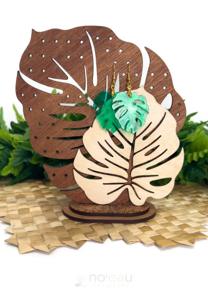 CRAFTS BY ALEXA - Monstera Earring Stand w/Green Monstera Earring - Noʻeau Designers
