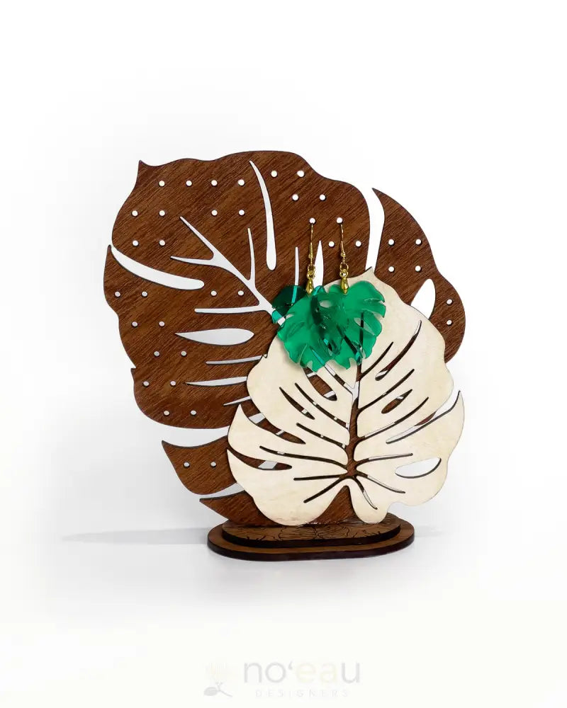 CRAFTS BY ALEXA - Monstera Earring Stand w/Green Monstera Earring - Noʻeau Designers