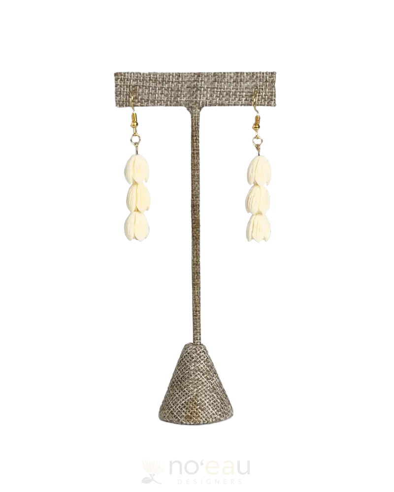 Cynthia Apana - 18K Gold Plated Triple Pikake Earring Large Jewelry