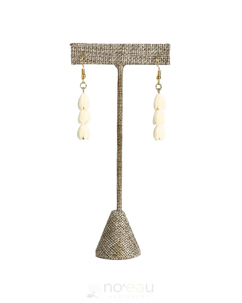 Cynthia Apana - 18K Gold Plated Triple Pikake Earring Medium Jewelry