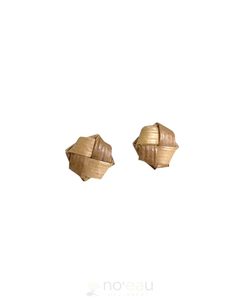 HAʻAHEO HAWAIIAN CRAFTS - Lauhala Button Stud Earrings - Noʻeau Designers