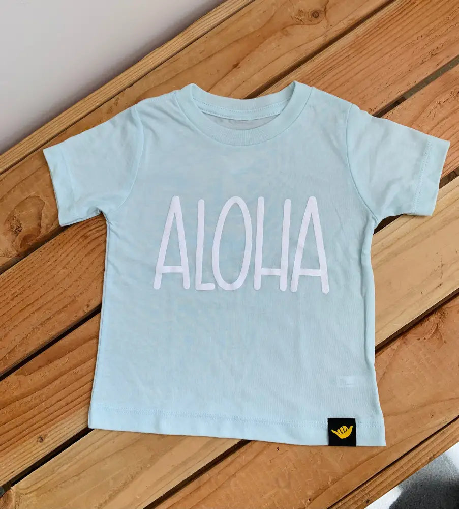 HOLOHOLO MAMA - Aloha Keiki Baby Blue T-Shirt - Noʻeau Designers