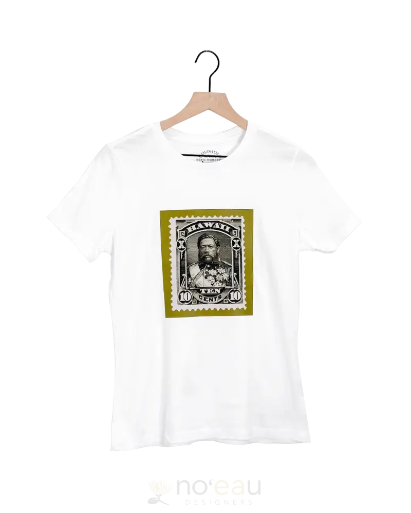 Holoholo Mama - Kalakaua Stamp Womens Natural T-Shirt Womens Clothing