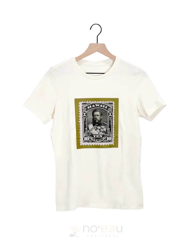 Holoholo Mama - Kalakaua Stamp Womens White T-Shirt Womens Clothing
