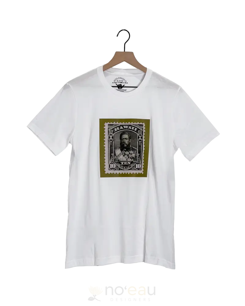Holoholo Mama - King Kalakaua Stamp Men’s White T - Shirt Men’s Clothing