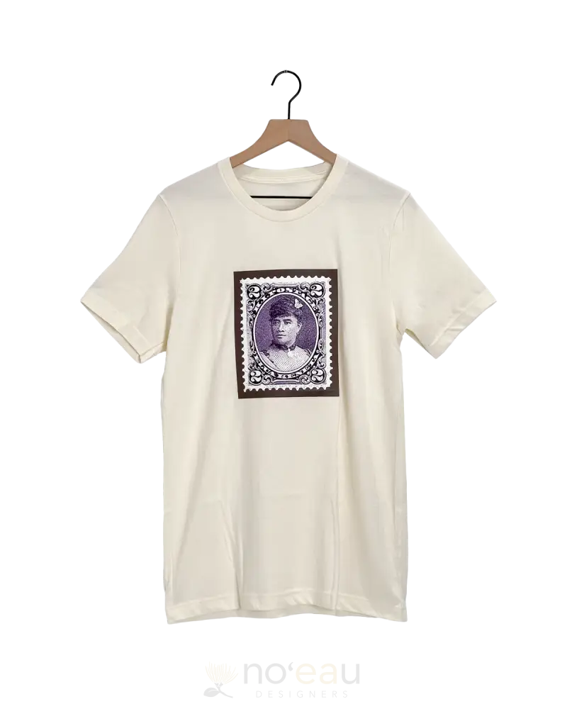 Holoholo Mama - Queen Liliuokalani Stamp Men’s Cream T - Shirt Men’s Clothing
