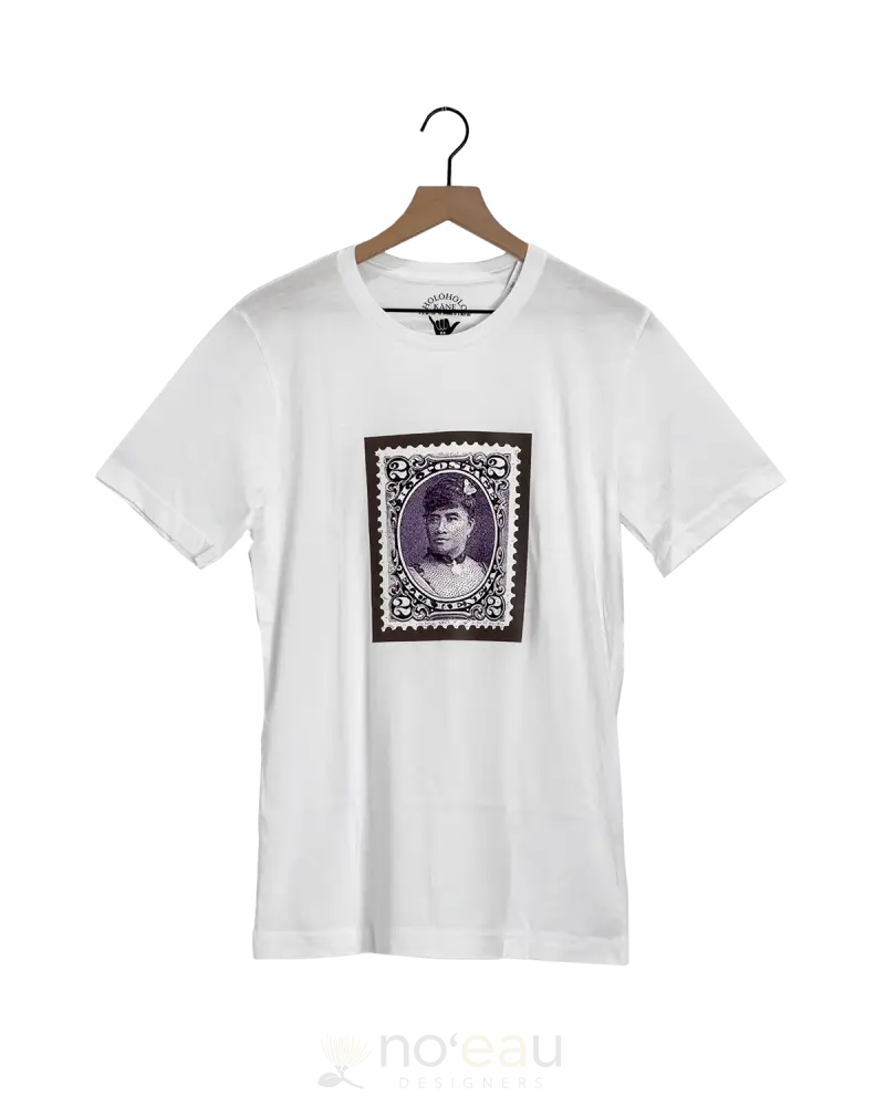 Holoholo Mama - Queen Liliuokalani Stamp Men’s White T - Shirt Men’s Clothing