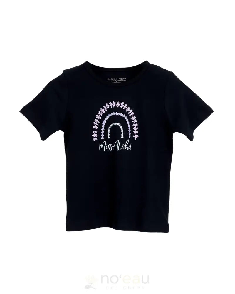 Honolulu Hippie - Lei Wahine Miss Aloha Black Keiki Tee Kid’s Clothing