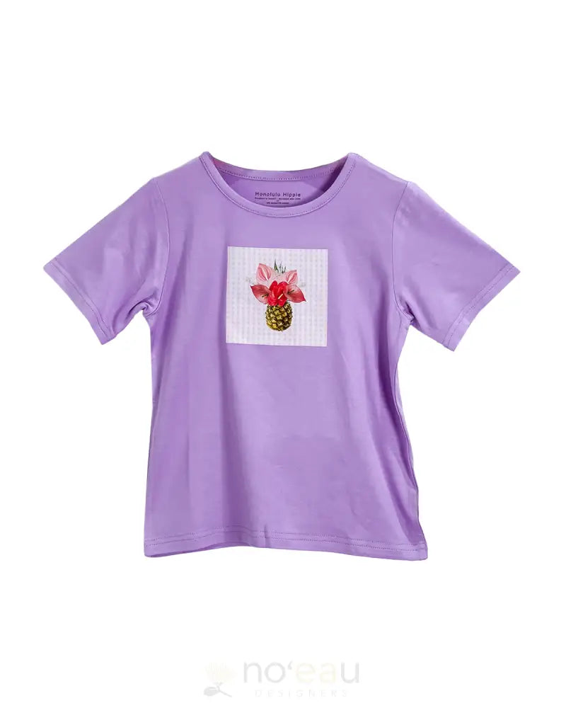 HONOLULU HIPPIE - Purple Palaka Pineapple & Anthurium Keiki T-Shirt KID’S CLOTHING