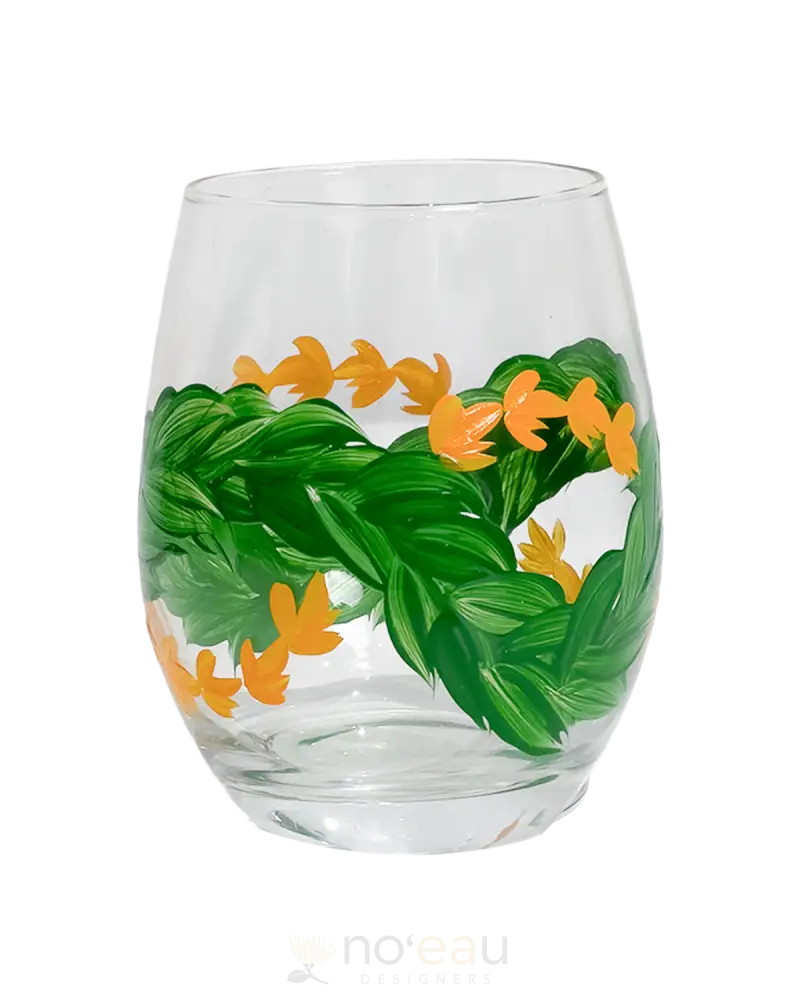 Hoomaluhia - Assorted Handpainted Stemless Wine Glasses Puakenikeni Home Goods