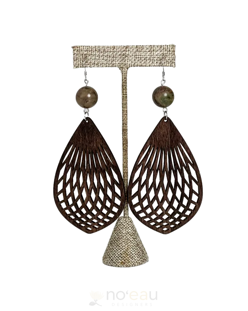 Ilihia Hawaii Llc - Large Wooden Basket W/ Semiprecious Bead Earring Jewelry