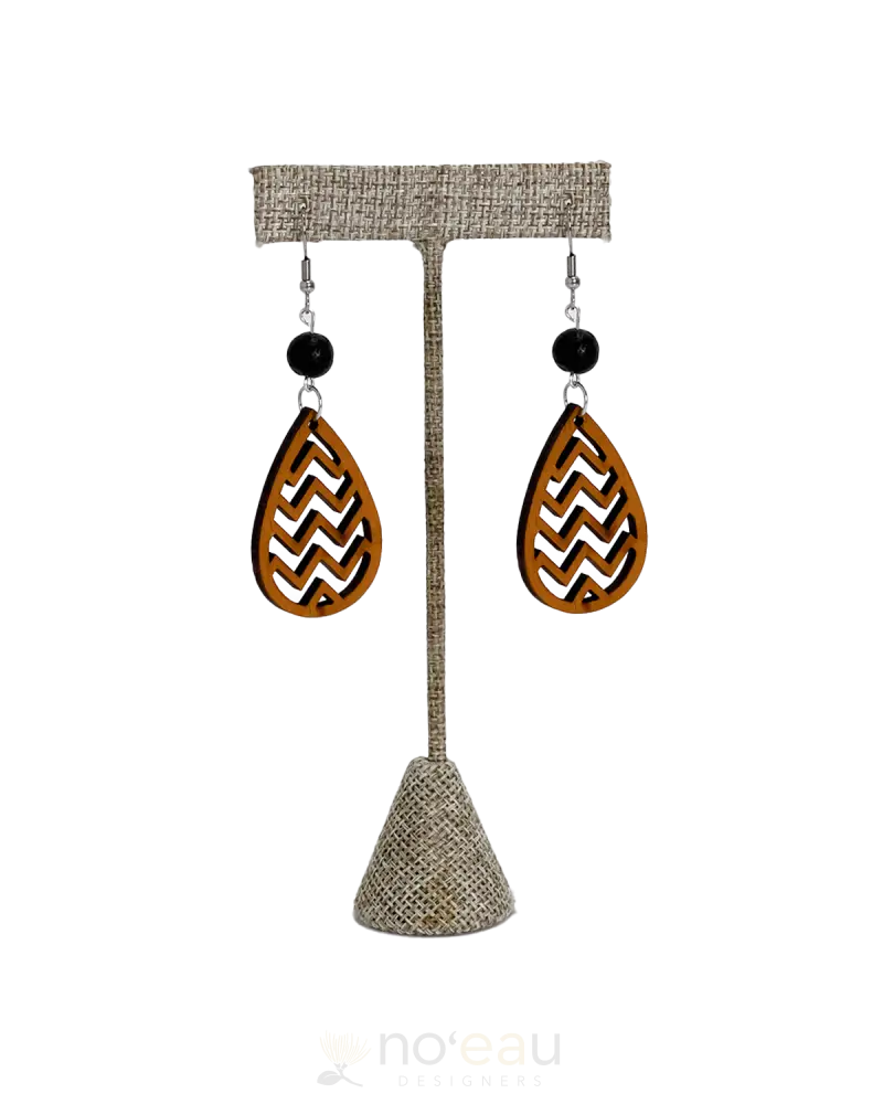 Ilihia Hawaii Llc - Wooden Chevron Teardrop Earring Jewelry