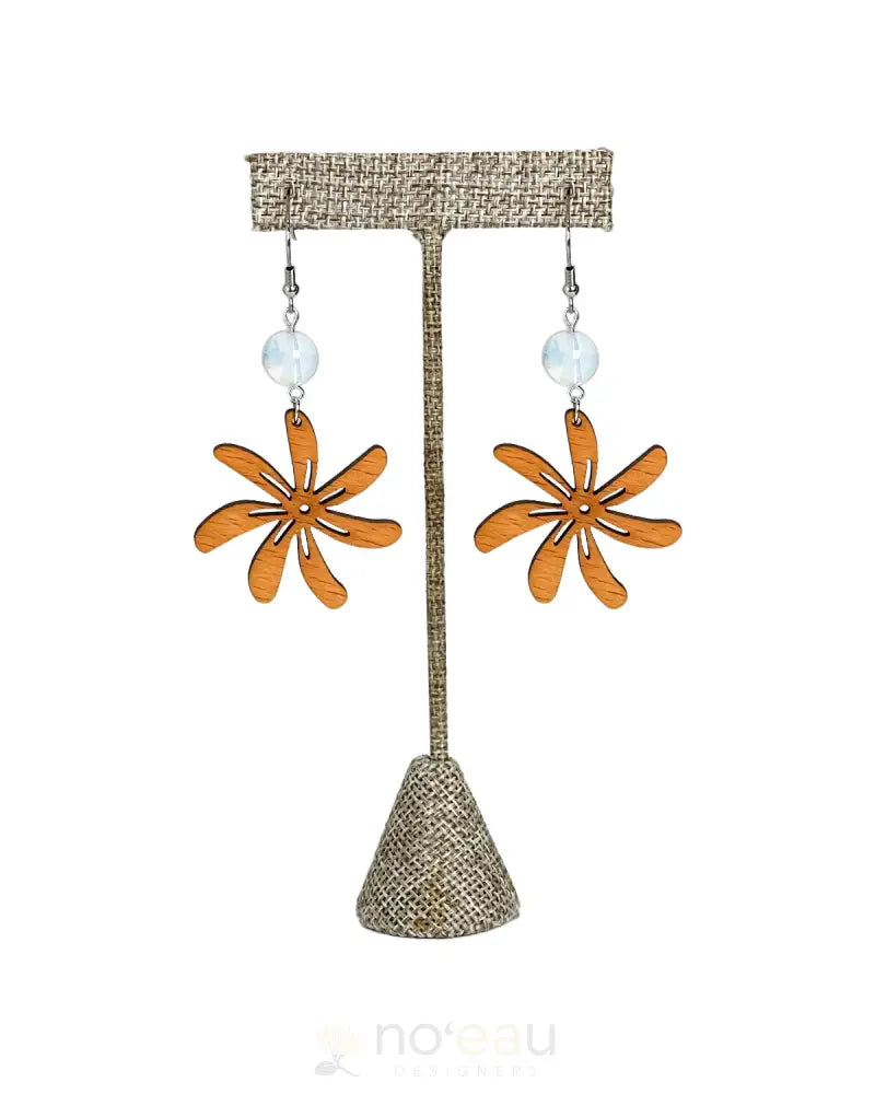Ilihia Hawaii Llc - Wooden Tiare W/ Moonstone Earring Jewelry