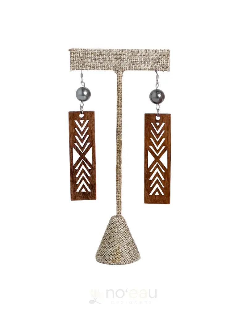 Ilihia Hawaii Llc - Wooden Triangle Cutout With Mother Of Pearl Earring Jewelry