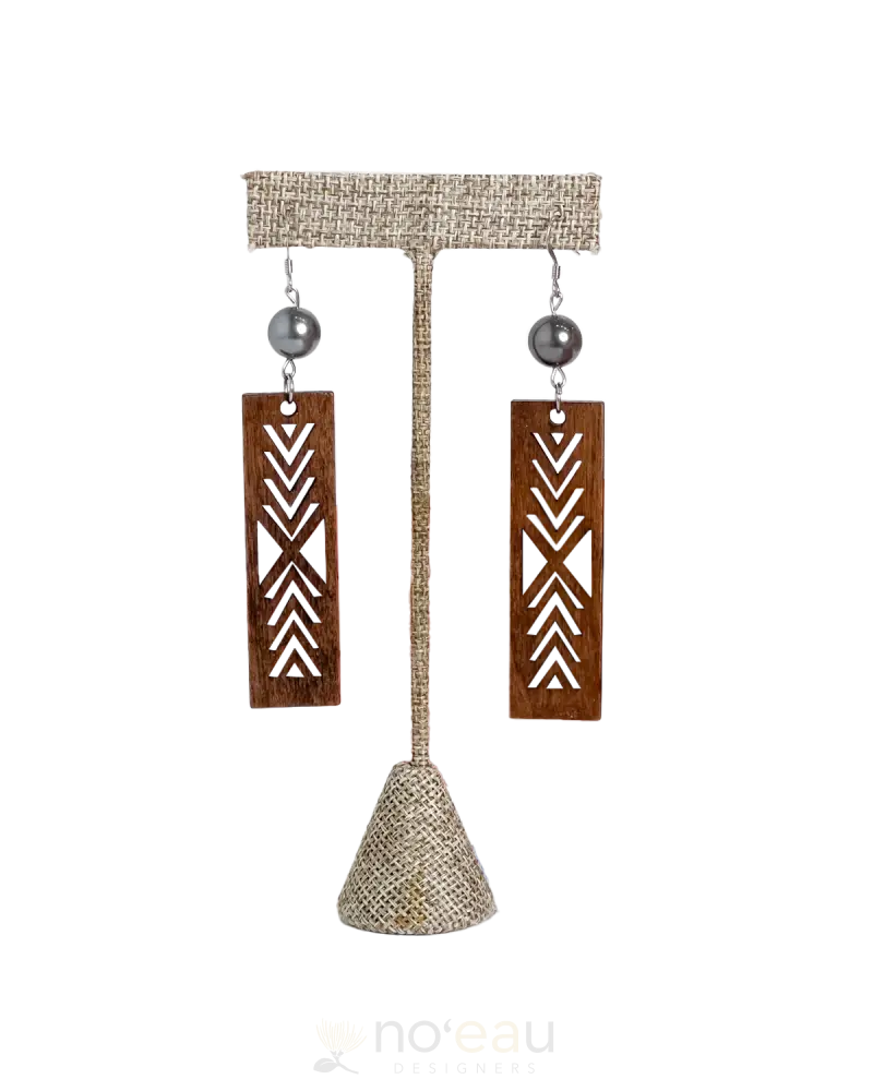 Ilihia Hawaii Llc - Wooden Triangle Cutout With Mother Of Pearl Earring Jewelry