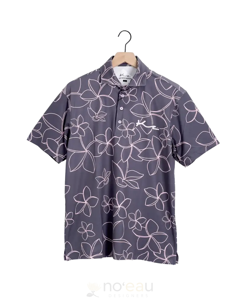 Ka’imiokekai - Plumeria Gray Polo Shirt Men’s Clothing