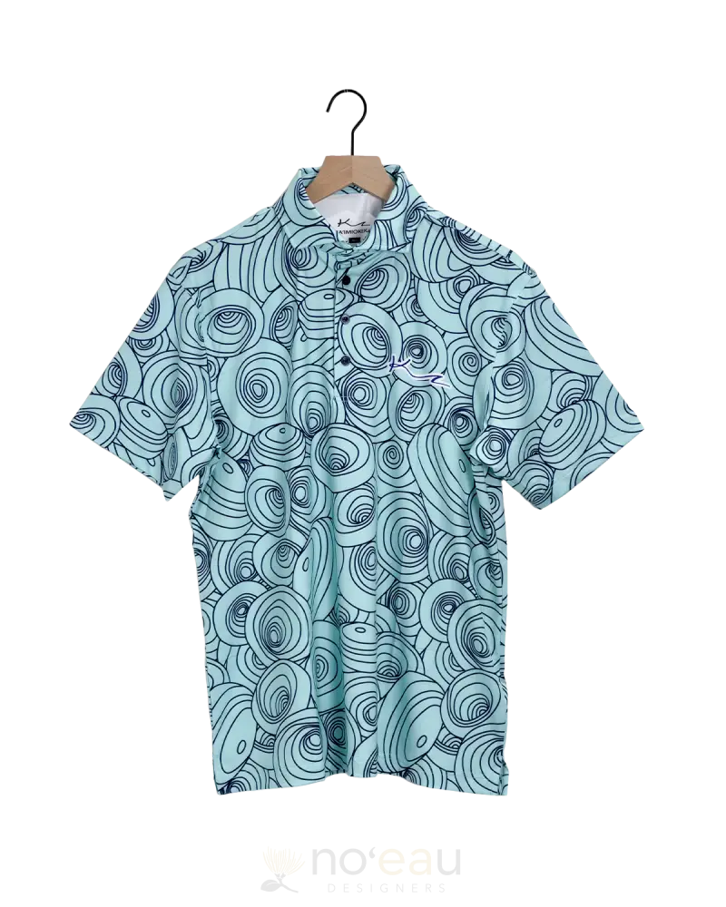 Kaʻimiokekai - Puka Shell Blue Polo Shirt Men’s Clothing