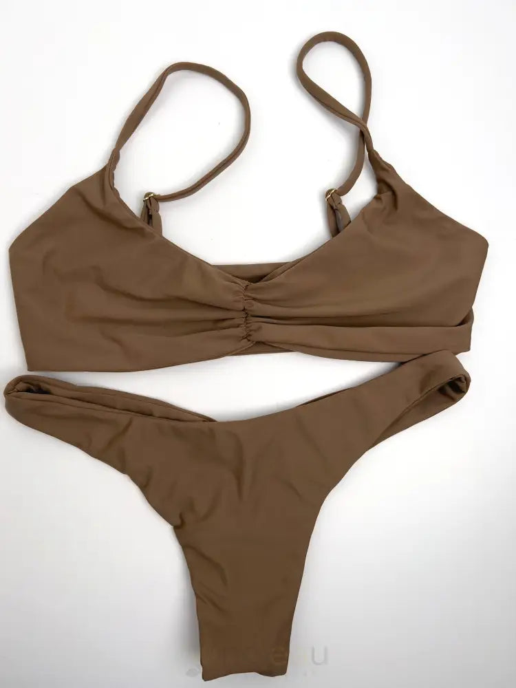 KAIONA SWIMWEAR - Mokolii Cocoa Bikini Top - Noʻeau Designers