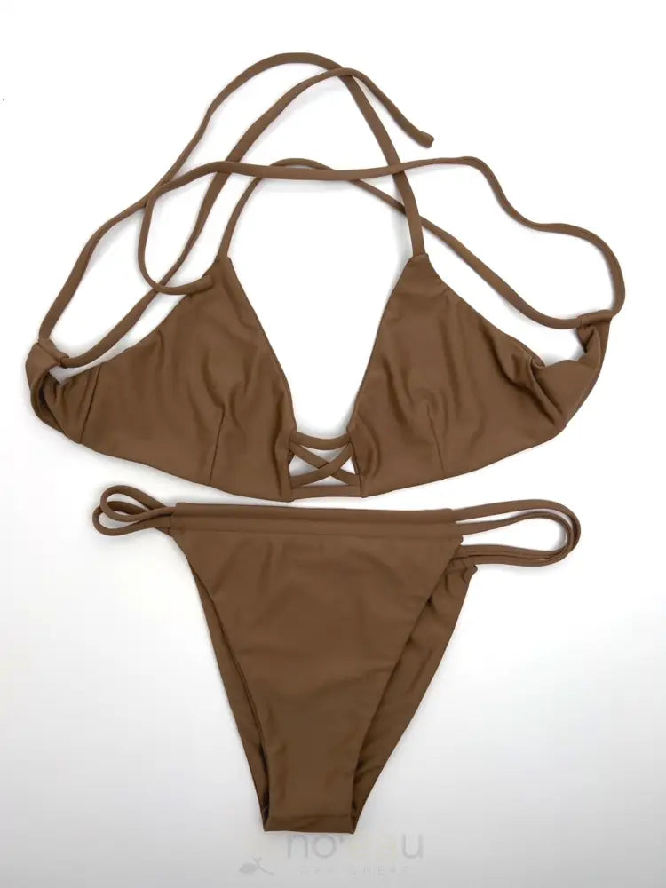 KAIONA SWIMWEAR - Yokes Cocoa Bikini Top - Noʻeau Designers