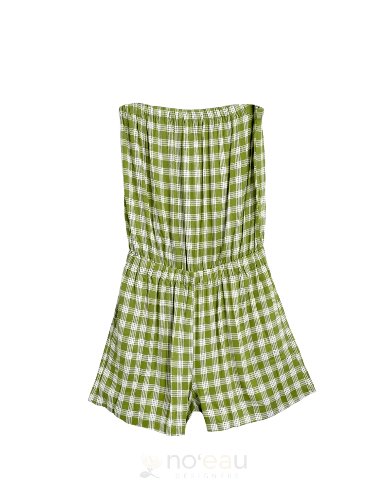 [Ki•Ele] - Keala Palaka Strapless Short Romper Xs / Olive Women’s Clothing