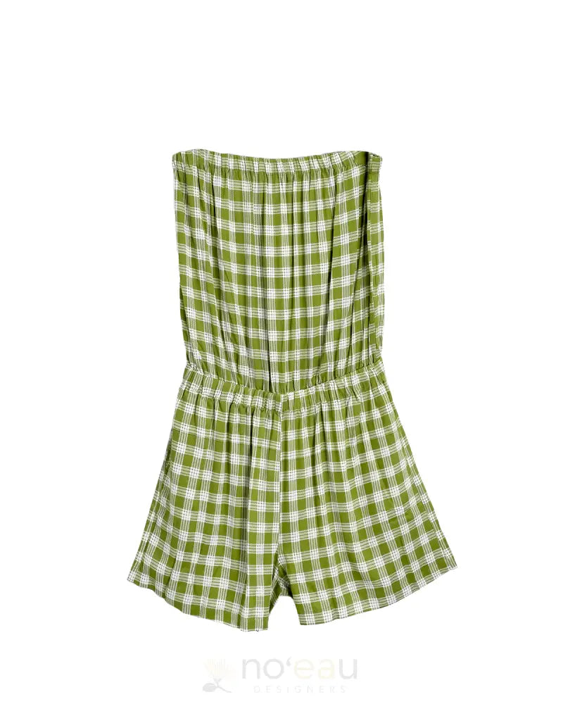 [Ki•Ele] - Keala Palaka Strapless Short Romper Xs / Olive Women’s Clothing
