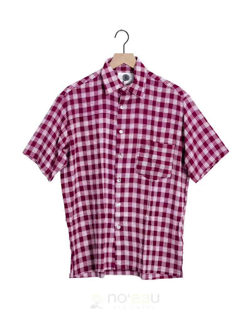 [Ki•Ele] - Assorted Palaka Aloha Men’s Shirt Burgundy / Small Men’s Clothing
