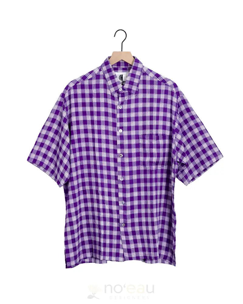 [Ki•Ele] - Assorted Palaka Aloha Men’s Shirt Dark Purple / Small Men’s Clothing