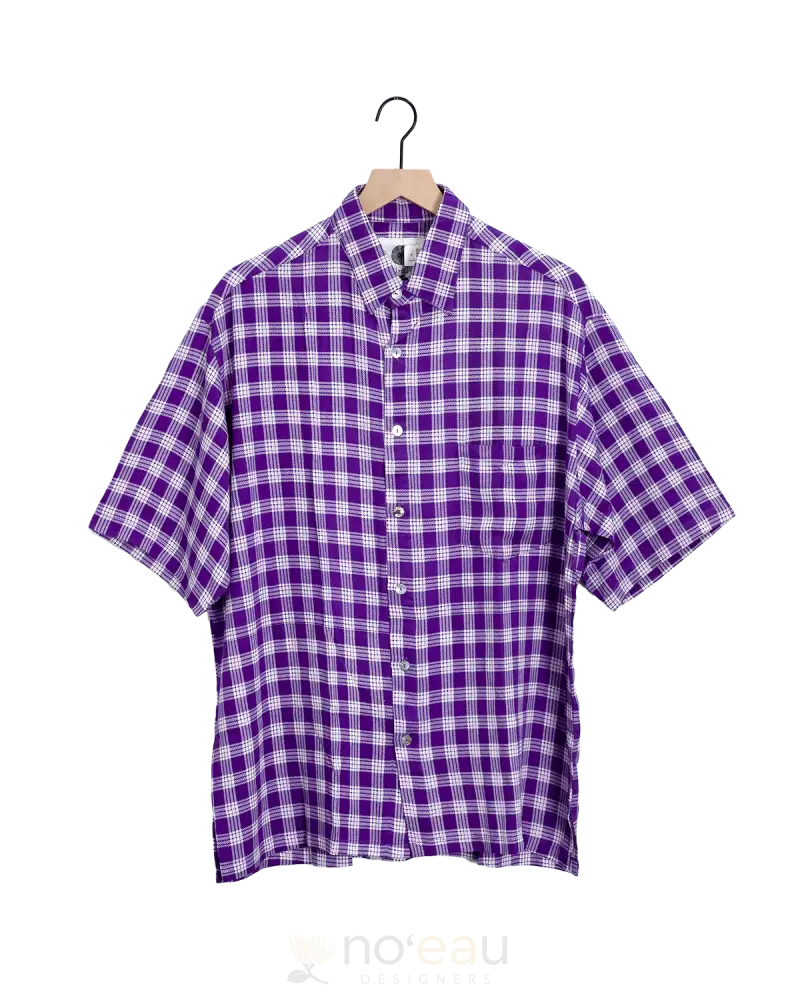 [Ki•Ele] - Assorted Palaka Aloha Men’s Shirt Dark Purple / Small Men’s Clothing