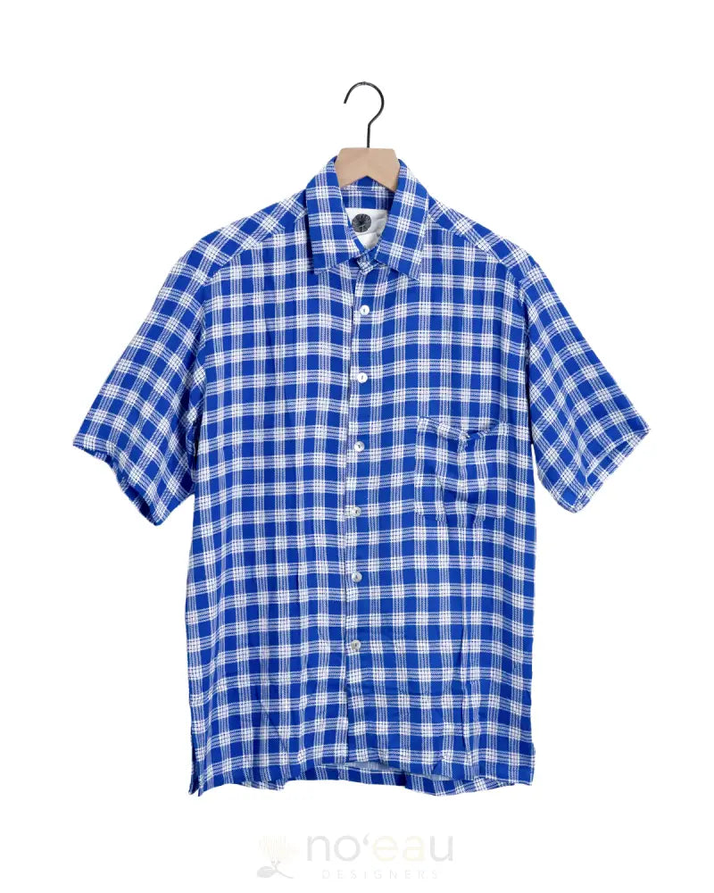 [Ki•Ele] - Assorted Palaka Aloha Men’s Shirt Royal Blue / Small Men’s Clothing