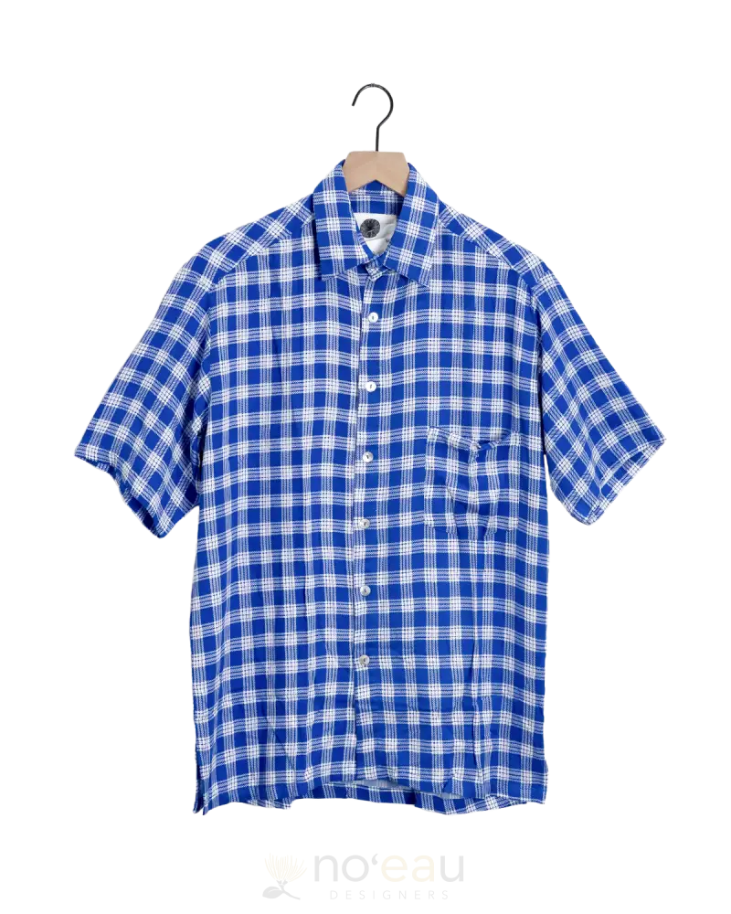 [Ki•Ele] - Assorted Palaka Aloha Men’s Shirt Royal Blue / Small Men’s Clothing