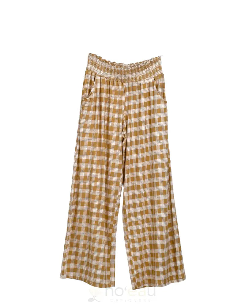 [Kiele] - Rissa Palaka Taupe/Sand Pants Womens Clothing