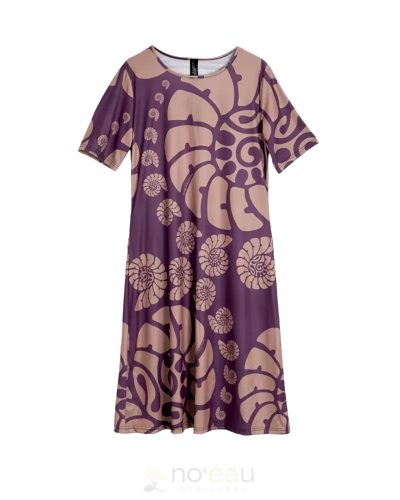 Kini Zamora - Nautilus Short Sleeve Dress Eggplant / Large Women’s Clothing