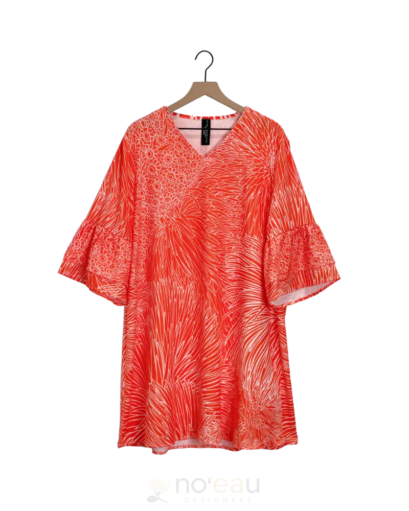 Kini Zamora - Silversword Red Flare Sleeve Dress Women’s Clothing