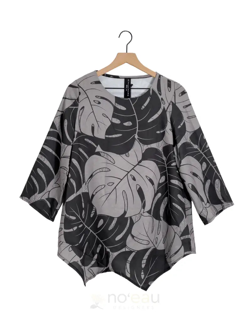 KINI ZAMORA - Spring 2025 Monstera 3/4 Sleve Top / Pewter / SMALL WOMEN’S CLOTHING