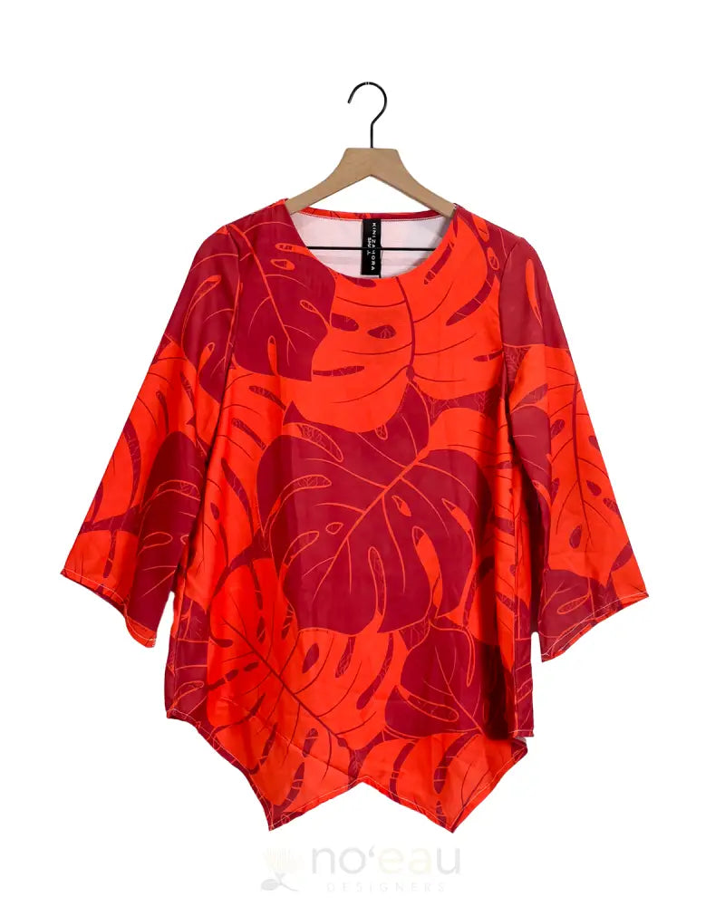 KINI ZAMORA - Spring 2025 Monstera 3/4 Sleve Top / Sriracha / SMALL WOMEN’S CLOTHING