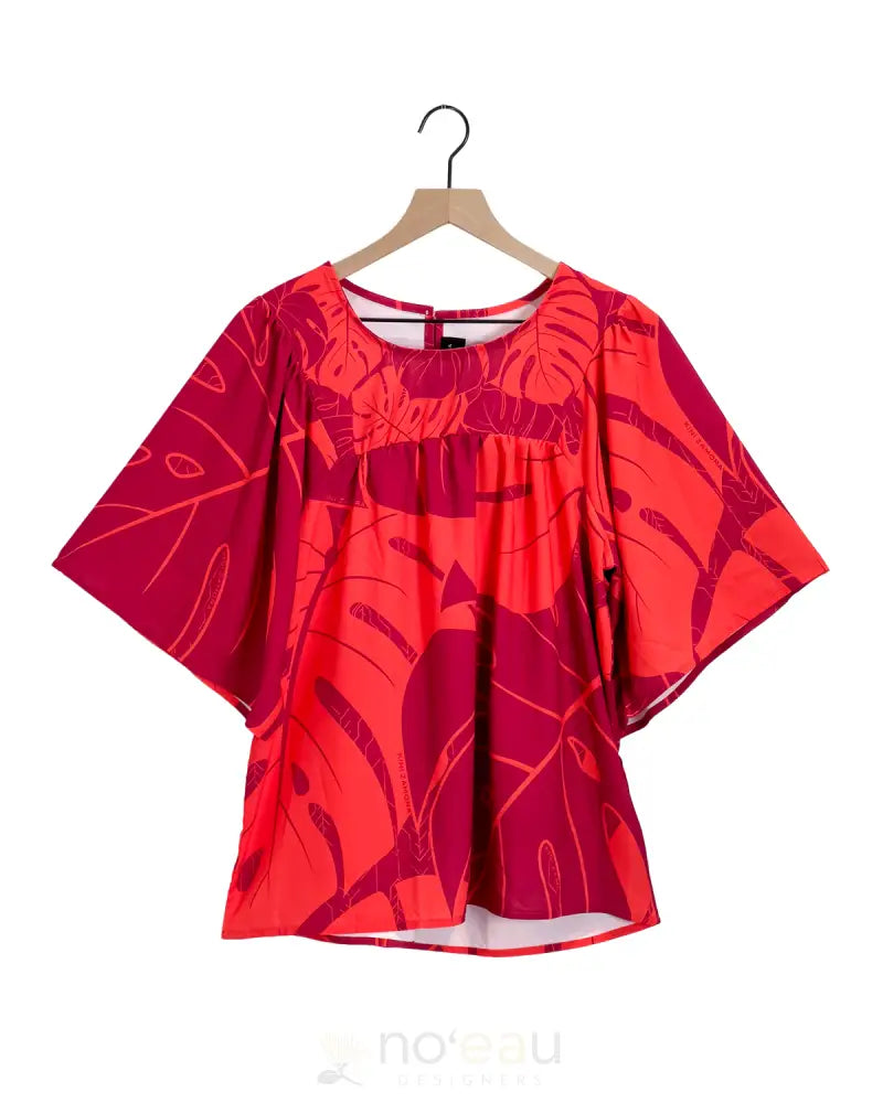 KINI ZAMORA - Spring 2025 Monstera Muʻumuʻu Top Sriracha / Small WOMEN’S CLOTHING