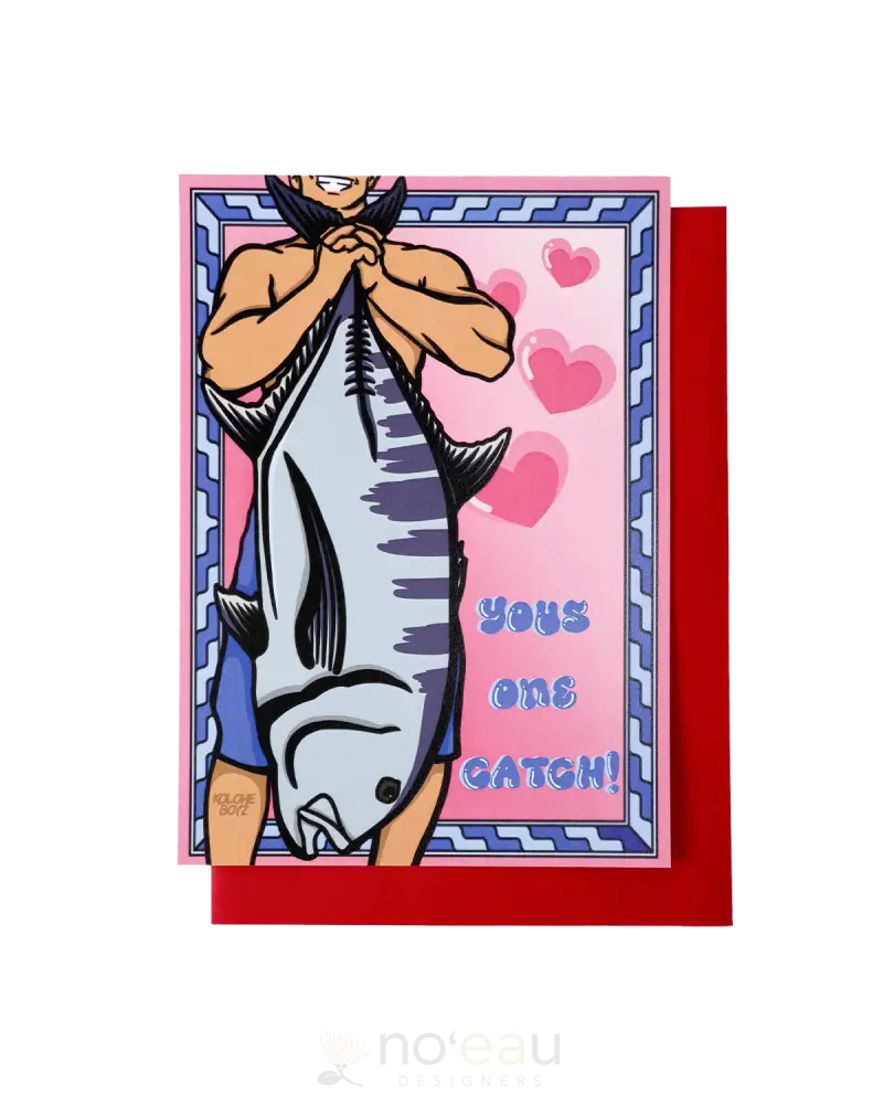 Kolohe Boyz - Assorted Valentines Greeting Cards Yous One Catch Stationery