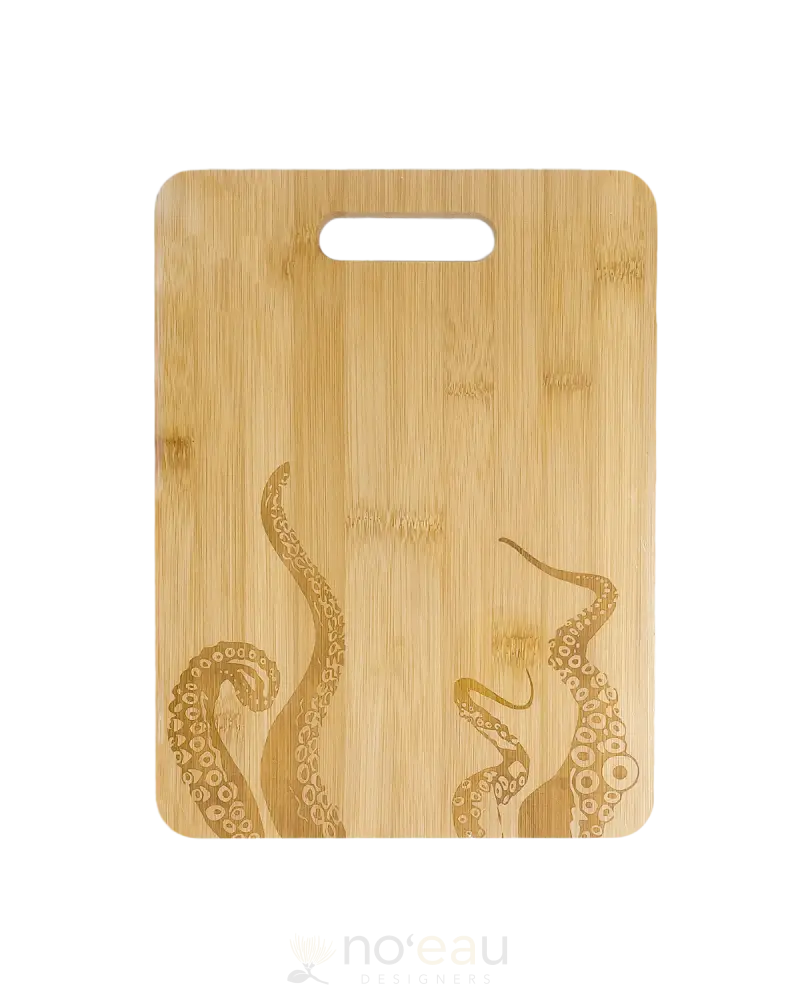 Lasersmith Hawaiʻi - Heʻe Bamboo Cutting Board W/ Handle 9In X 12In Home Goods