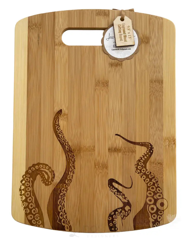 LASERSMITH HAWAIʻI - Heʻe Bamboo Cutting Board W/ Handle - Noʻeau Designers