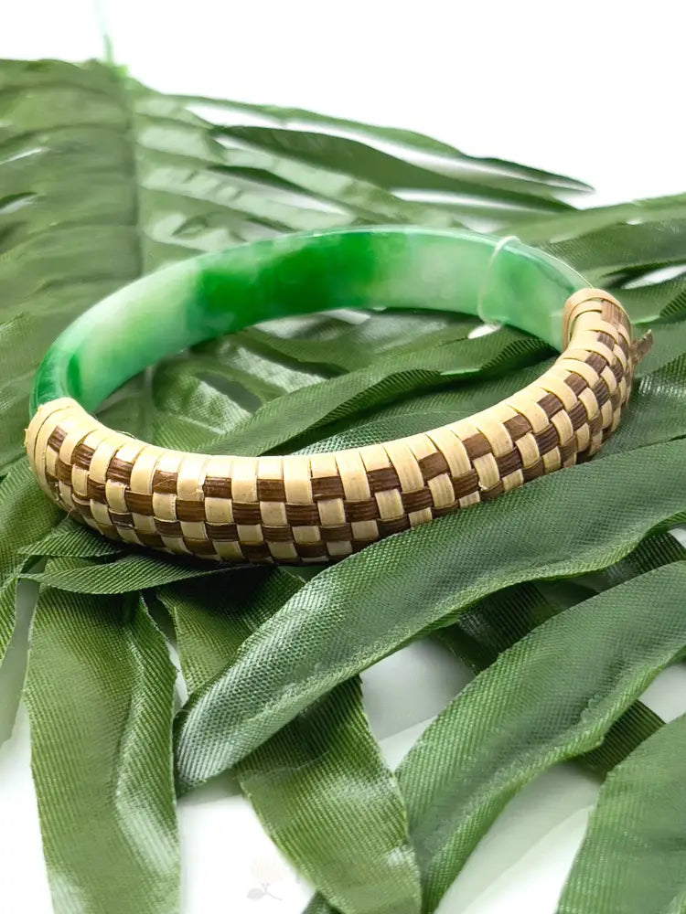 Lauhala Wrapped Jade Bracelets Size 8 - Noʻeau Designers